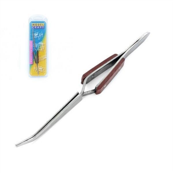 shesto : Reverse Action Tweezers Curved Tip/Fibre Grip : (160mm)