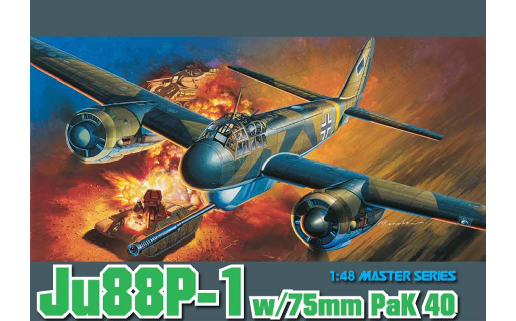 Dragon : Ju88P-1 w/ 75mm PaK 40 : 1/48 Scale Model : In Box Review